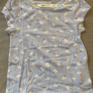 T-Shirt blau/weiss gestreift - Gr. 122/128