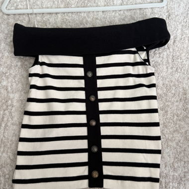 Striped Off-Shoulder Top Massimo Dutti