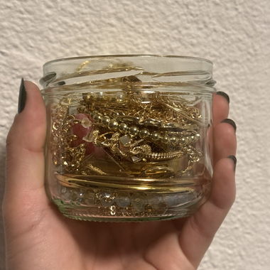 Mystery Jewelry Glass Gold