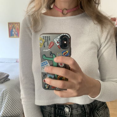 Maglia corta in waffle bianca