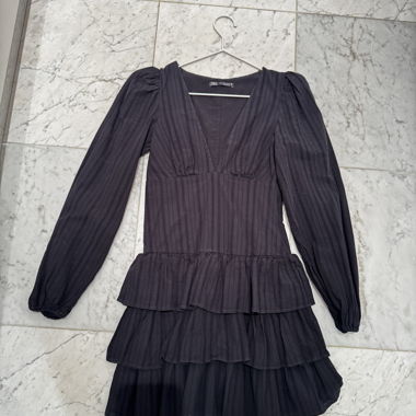 ZARA black ruffled mini dress