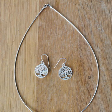 Lebensbaum Collier, 925er Silber, Opal