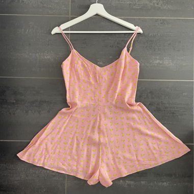 Pink and yellow romper with matching scrunchie 