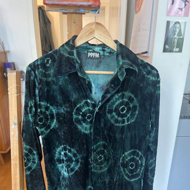 Green Velvet Button Up