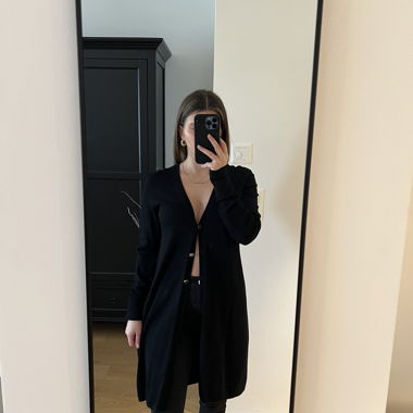 Gilet en maille Hallhuber long noir avec doré