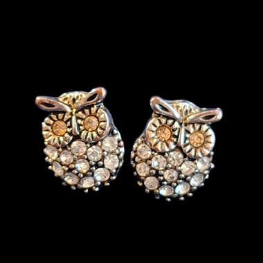 Boucles d'oreilles hibou strass