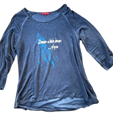T-shirt vintage bleu à manches longues pour femme
