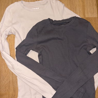 Langarm Oberteile in Beige & Grau
