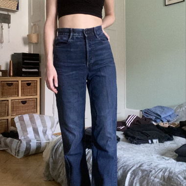 Jeans vita alta a gamba larga
