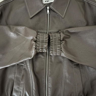 Oversized Faux Leather Jacket L