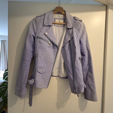 Baby blue leather jacket