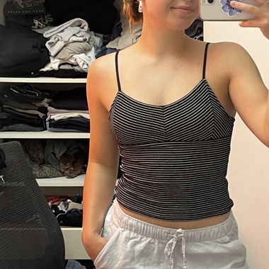 Black/white striped top