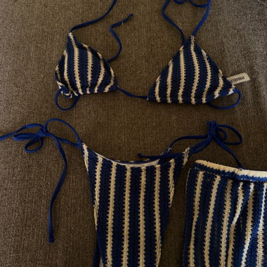 Blue Striped Two-Piece Bikini