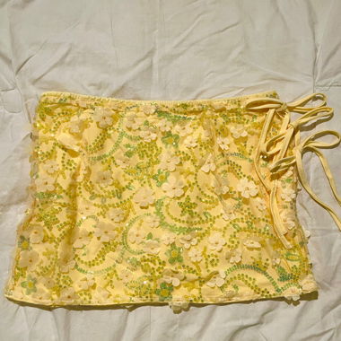 Y2K Floral Yellow Skirt (with shorts)