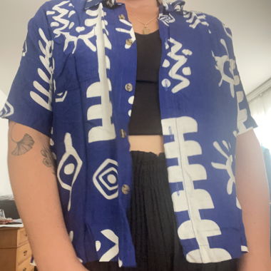 Chemise courte bleue print
