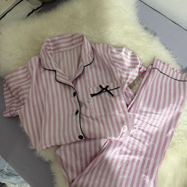 Pink Striped Pajama Set