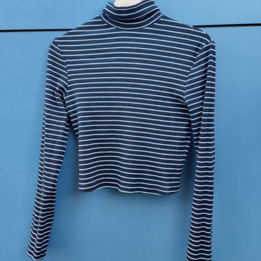 Gestreifter Rollkragenpullover