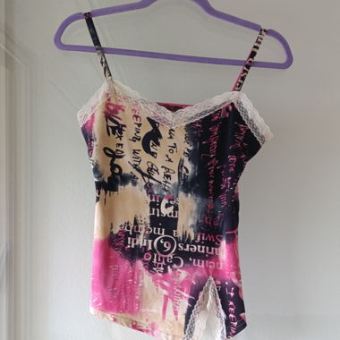 Y2K Bratz Ästhetik Hot-Pink Text-Lingerie-Top
