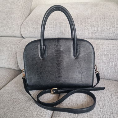 Lamarthe Paris Vintage Leder-Handtasche Schwarz 