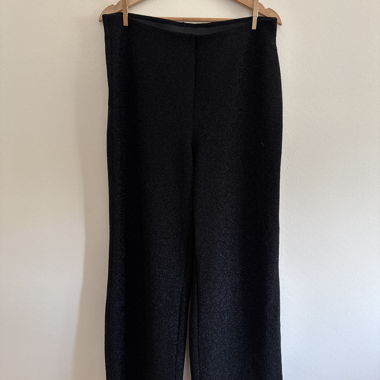 Pantaloni wide-leg neri scintillanti