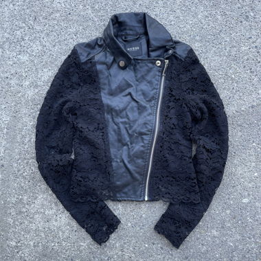Guess Black Leather Jacket size XS