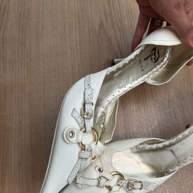 white mini heels