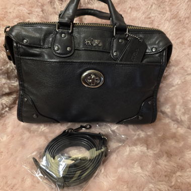 Schwarze Orginale Coach Leder-Handtasche