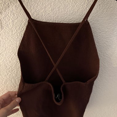 Haut côtelé marron