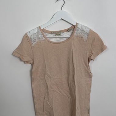 T-shirt Maison Scotch avec bordure en dentelle
