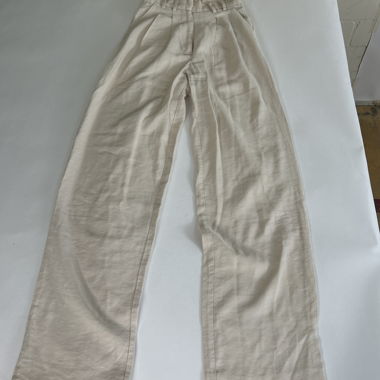Pantaloni beige a vita alta