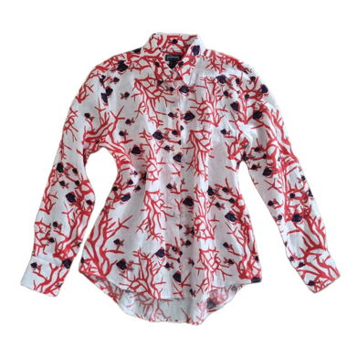 Camicia in lino stampa corallo Vilebrequin