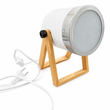 Lampada da tavolo con struttura in legno