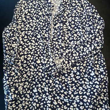 Long-sleeve blouse navy/white leopard print