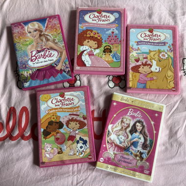 Set of 5 Barbie and Strawberry Shortcake DVDs