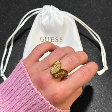 GUESS ring in stainless steel and 18K gold