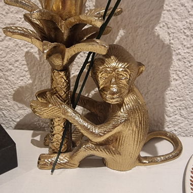 Gold-coloured Monkey Candle Holder Figurine