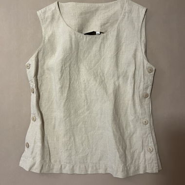 Beige linen sleeveless top