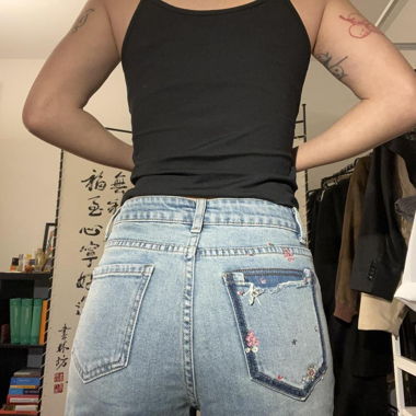Embroidered Straight Leg Jeans 