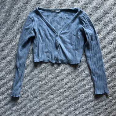 Cardigan in maglia a coste blu