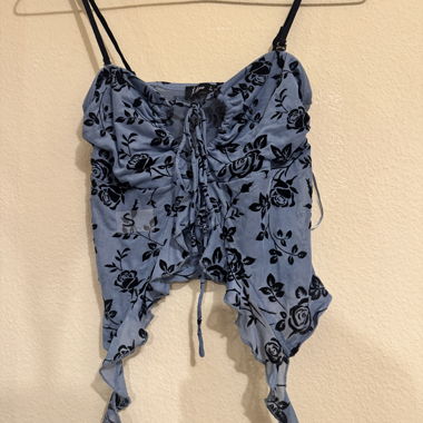 Blue Floral Crop Top