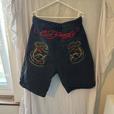 Ed Hardy schwarzer Denim-Short