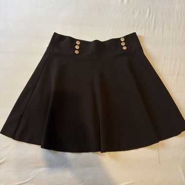 Black Pleated Skirt with Buttons
