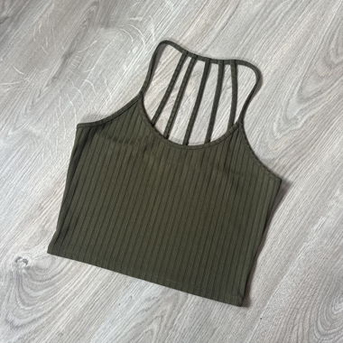Cute Khaki Green Crop Top