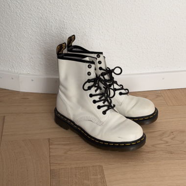 White Dr. Martens Lace-Up Boots