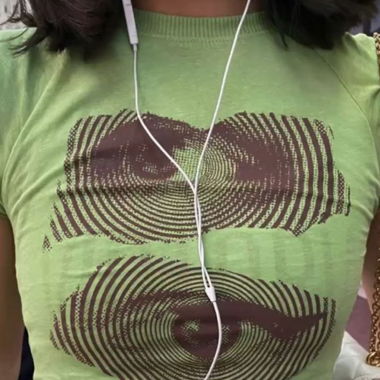 cute green top with brown print