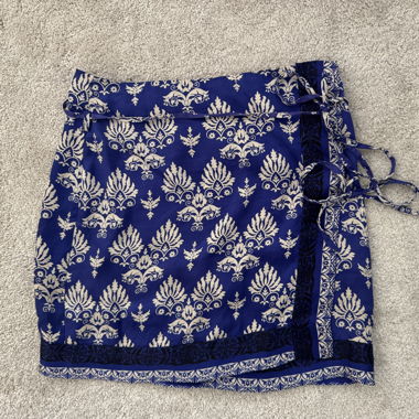 Blue ZARA Wrap Skirt with Pattern
