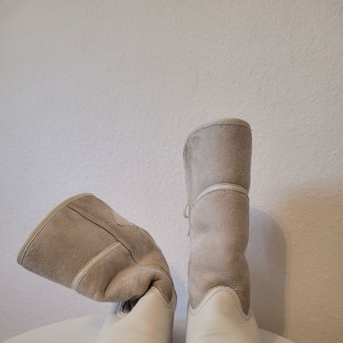 bottines blanche en cuir fourees