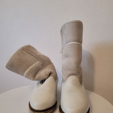 bottines blanche en cuir fourees