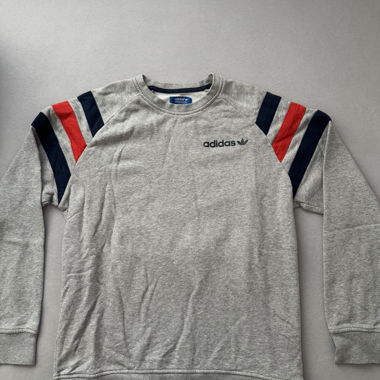 Felpa Adidas grigia con righe, taglia L