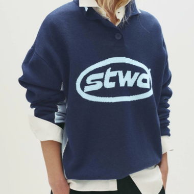 Pull en maille avec col polo stwd 100% coton